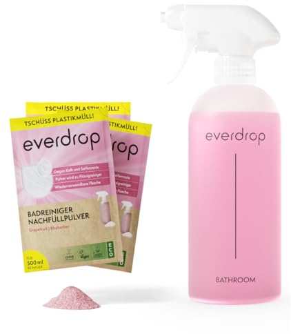 everdrop Badreiniger Power-Pulver Starter Set (1x rpet Flasche + 3 Sachets)