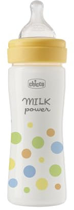 Chicco Biberón Perfect Easy de flujo medio, con tetina Physio de silicona suave y acabado Soft Sense, anticólicos, reduce la regurgitación y la irritabilidad, biberón de plástico de 250 ml, 2m+, niño