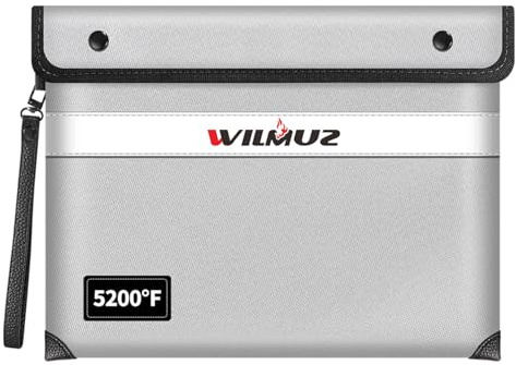 Upgraded Fireproof Money Bags with Zipper,Fireproof & Water Resistant Document Bag (34x28cm),A4 Document Wallet with 8 Layers Thickened Protective,Fire Proof Documents Storage Box (Silver)