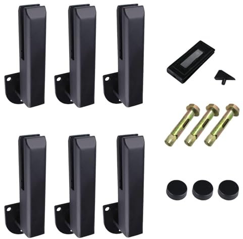 YFJBDKS Pince pour Garde-Corps en Verre en Acier Inoxydable 304 – pour épaisseur de 8 à 12 mm, pour Balcon/Piscine/escalier, avec Joint en Caoutchouc et vis (Noir),Noir,6 Pack