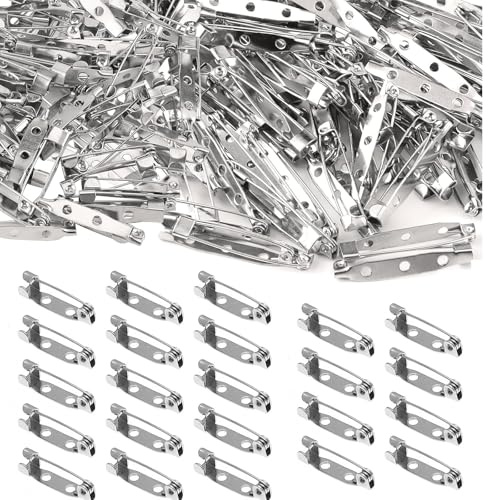 HoAhaMay 250 Stück Anstecknadeln, Brosche Sicherheitsnadeln, 20mm Pins mit Sicherheitsclip, Metall Brosche Sicherheitsnadeln Brosche Pins für Abzeichen Korsage Schmuck Machen DIY Crafts
