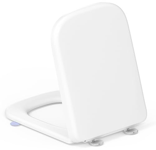 Tapa Wc Forma Cuadrado,YEAUPE PRO Asiento de inodoro cuadrado con cierre suave y liberación rápida para una fácil limpieza,universal para inodoros de forma cuadrada,46,1 * 35,1 * 5,3CM