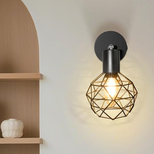 Aulaiyi Focos para el techo 1 Foco, Lámpara Techo Led Interior Techo Base E14, Apliques Techo Focos con Base Redondo, 350° Giratorios Plafón Foco de Techo LED, Negro (Sin Bombillas)