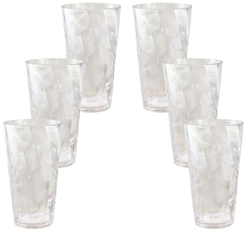 Garden Mile Lot de 6 verres à bière empilables en acrylique transparent de 600 ml - 15 cm x 8 cm - Pour pique-niques, barbecues et utilisation quotidienne