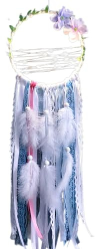 SGERUFZ Acchiappasogni Unicorno Fatto a Mano Accessori per Cameretta Bambini Decorazione da Parete con Fiori Regalo di Compleanno (Grande) (Colorato)