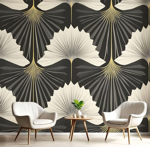 DLERFLOVR Papel Tapiz Fotográfico Rayos Solares O Sectores 150x105cm Fondo De Pantalla XXL Geometría Moderna Papel Pintado Decoración De Pared para Sala Cuarto Oficina Salón, Gris Carbón
