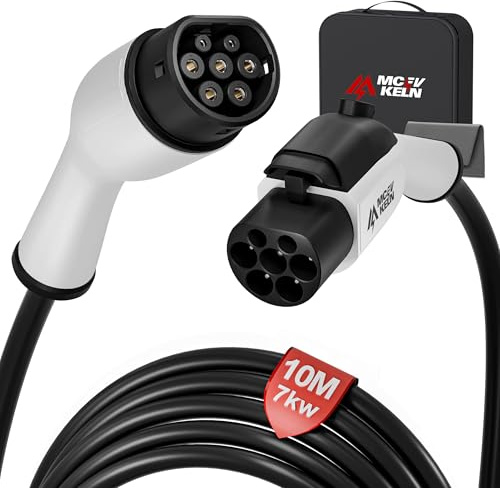 MCEVKELN Type 2 EV Extension Cable 7.2kW - 10M Lockable Type 2 Charging Cable| 32A |1 Phase| 10m TPU Cable Compatible with all EVs Type 2 Tesla/MG/BYD