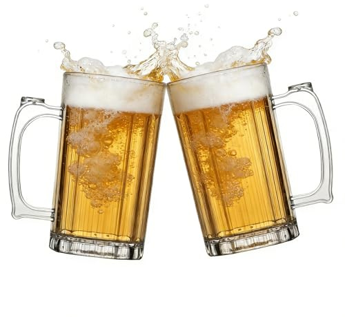 JUMRHFAN 2 Pcs Beer Mug 680 ML Crystal Glasses Gifts for Men, Father's Day | Crystal Glass, Lead-Free & Durable, Large 680ml Capacity, Freezer Safe, for Father's Day/Birthday