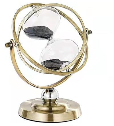 Reloj de arena giratorio con tiempo de funcionamiento de 15/30 minutos, relojes de arena grandes, diseño vintage como estatua de reloj de arena de globo terráqueo para oficina y salón, diseño de reloj