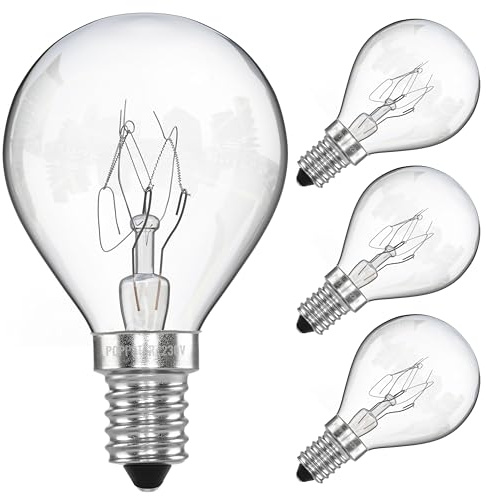 POPPSTAR Backofenlampe E14 40W hitzebeständig bis 300 Grad (2400K warmweiß, 350lm), 4er-Pack