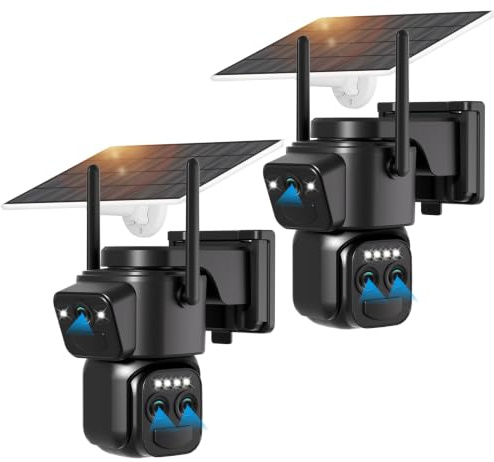 10X Zoom 4K Solar Security Camera Outdoor Wireless 360° PTZ WiFi Cameras | Triple Lens, Auto Tracking, Siren, Night Color, 2-Way Audio, IP66, Great for Porch/Doorway/Yard/Garage/Shop/Warehouse