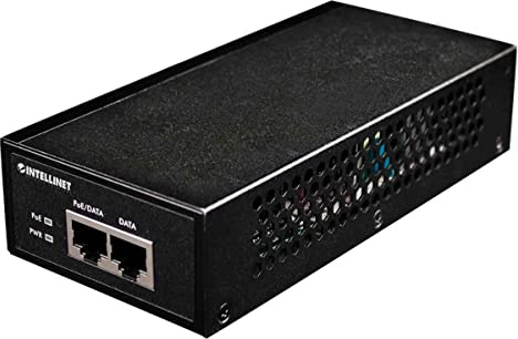 Intellinet 560566 High-Power over Ethernet - PoE+ Injektor 240V, 1 Port, 30W, Netzwerkswitch, PoE+ Adapter mit 100 m Reichweite, lüfterfrei & leise - Schwarz, 34