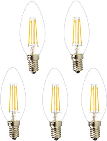 VANSUKY 5pcs 4W E14 warmweiß AC220V LED-Lampe Kerzenlampe 360 ° Winkel, neues Design 450LM Lampe, Perfekter Ersatz für 45W-Halogenlampe, Energie sparen Glühbirne.