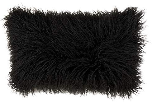 SARO LIFESTYLE Mongolian Faux Fur Poly Filled Throw Pillow