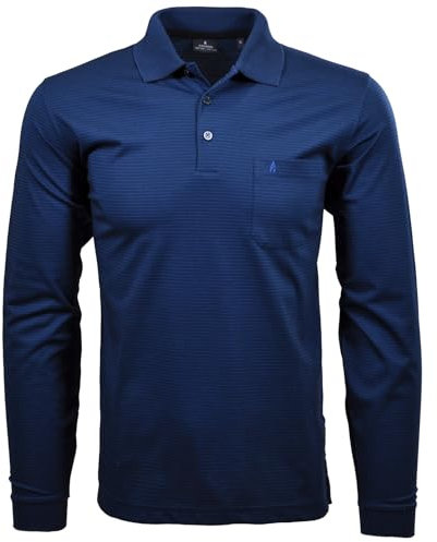 Ragman Herren Softknit-Polo Fineliner, Langarm,XXL,Dunkelblau