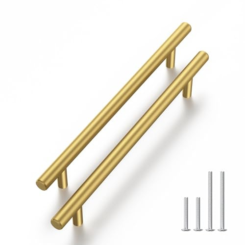 Haliwu 30 Pack 5 Inch Hole Center Cabinet Handles Brass Gold Cabinet Pulls Drawer Pulls Modern Bar Dresser Handles for Bathroom Kitchen Bedroom