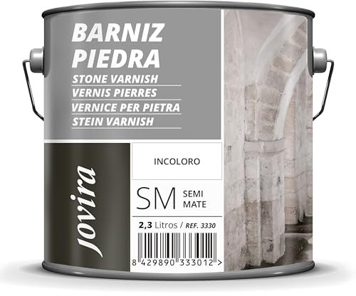 JOVIRA PINTURAS Barniz para Piedra, Ladrillo, Terrazo al Disolvente. Incoloro, natural, transparente. (2,3 Litros, Semimate)