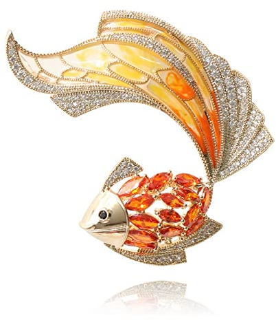 Brosche Clips Broschen Anstecknadel Broschennadel Dekorative Western Antik-Stil Emaille Delfin Tropischer Fisch Goldfisch Koi Fisch Meerjungfrau Schwanz Marine Brosche,Orange Gold Fisch Brosche Anhäng
