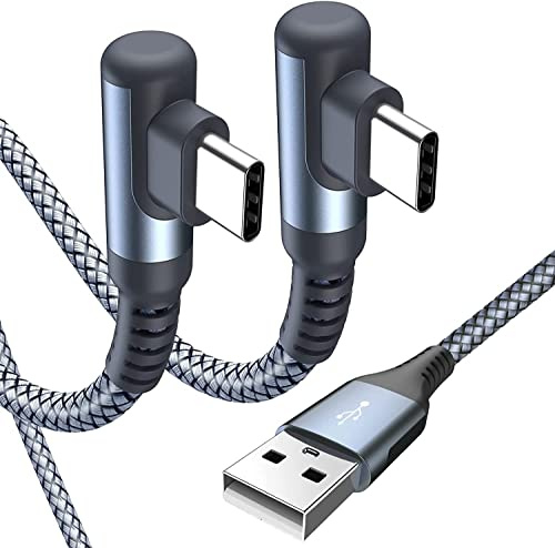 2Pack 1M USB C Right Angle 90 Degree 3.1A Fast Charger Cable Compatible for iPhone 17 air 16 15 Plus Pro Max, Samsung Flip/Fold 7 6 5 S26 S25 S24 S20 S21 S22 S23 A16/15/14 A35/A34 A56/55/54, Pixel