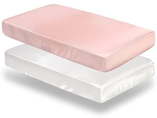 SiinvdaBZX Satin-Mini-Bettlaken für Kinderbett, 96,5 x 61 cm, seidig weich, tragbare Mini-Kinderbett-Laken, Matratzenbezug, tragbare Laufgitter-Laken mit 12,7 cm tiefer Tasche, ideal für Babyhaar