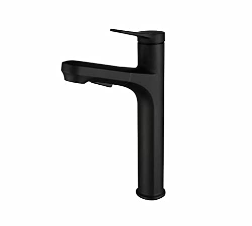 Wasserhahn Bad Ausziehbar Waschtischarmatur Hoch Waschtischarmatur mit Handbrause 2 Strahlarten Brause Waschbeckenarmatur Schwarz