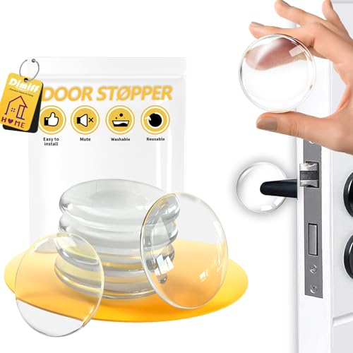 Dimiff® Strongest Türstopper Wand-Set für Türklinken. klar runde Türpuffer Wand, wandstopper selbstklebend, Türpuffer, Wandtürstopper, Wandschutz Türklinke, Wandpuffer Ø 40mm | 6 Stück