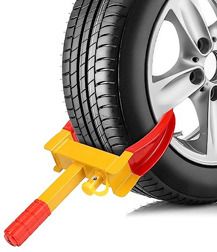 Ansobea 3 Stück Radkralle Reifenkralle mit 3 Schlüsseln, Wegfahrsperre Parkkralle Diebstahlsicherung PVC-Schutz, Schließzylinder aus Messing Radkralle für Anhänger für Autos, Wohnwagen, Anhänger