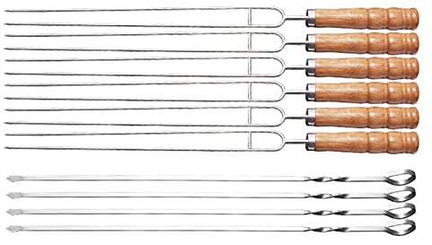 SIYANO Brochettes de Barbecue en Forme de U, Brochette de Kabob en Acier Inoxydable 201 avec Manche en Bois, Bâtons de Fourchette de Barbecue Portables Réutilisables pour la Cuisine de Camping
