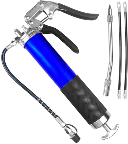 Ceisazira Satz mit 4 Röhren Fettpresse, Einhandfettpresse für Kraftfahrzeuge Schmierung, Hochdruck Fettpresses Kartusche mit Pistolengriff, Grease Gun, Hebelfettpresse, Schmierpresse Blaue Anzug.