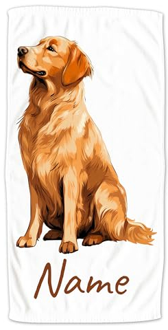 GRAZDesign Handtuch mit Hund und Namen personalisiert, Golden Retriever auf Duschtuch, Badetuch in Zwei Größen - 100x50cm