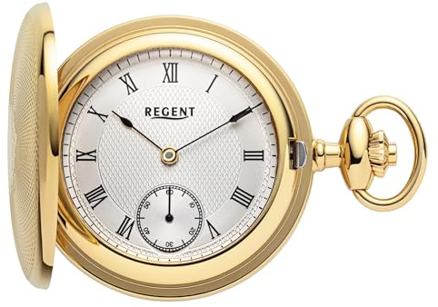 REGENT Herren Taschenuhr Savonnette Edelstahl 48 MM Mechanischer Handaufzug Römische Zahlen P-773