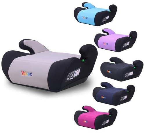 YALION Kindersitzerhöhung Sitzerhöhung Auto Kinder (Grau-A1) | Kinderautositze Nach i-Size Norm R129, Kindersitz/Autositz für Kinder 125–150 cm (ca. 6–10 Jahre),3-Punkt-Gurt
