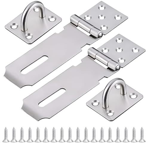 2 Stück Sicherheits Überfalle Schloss,Riegelschloss Abschliessbar,Vorhängeschloss Haspe Türschloss Sicherheits Vorrichtung Metall Hasp Lock für Vorhängeschlösser Silberfarben