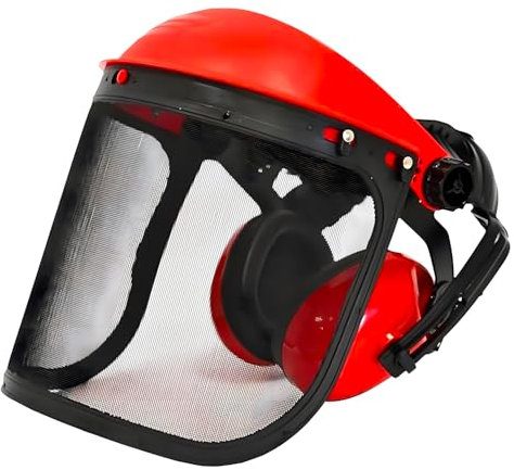 Avilia Cuffie Antirumore Lavoro con Maschera Protettiva Decespugliatore - Protezione Acustica SNR 22dB, Visiera Metallica per Lavoro - Archetto Regolabile e Cuscinetti Morbidi - 41x26x10cm