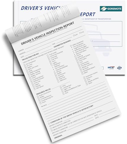 Detailed Driver's Vehicle Inspection Report, Daily Pre Trip Inspection Book for Trucker, 2-Ply Carbonless, 35 Sets of Forms per DVIR Log Book for Truck Drivers, 8.5 x 5.5, 1 Pack