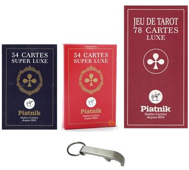 Lot 2 Jeux De 54 Cartes A Jouer Super Luxe + 1 Jeu De Tarot 78 Cartes Luxe + 1 Decap Blumie (2 Jeux 54 + 1 Tarot)
