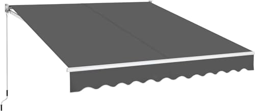 OZLCUA Einziehbare Markise 10 × 8 Fuß Terrassenmarkise, einziehbare Sonnenschutzmarkise mit manueller Kurbel, manuelle Aluminium-Deckmarkise for Terrasse/Balkon Klemmmarkise Einziehbar(Dark Gray)