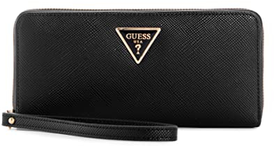 GUESS Damen Laurel Umlaufendem Große Geldbörse mit Reißverschluss, Clutch, Schwarz