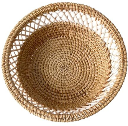 ULTECHNOVO Petit Panier Rond Tressé à La Main En Rotin Naturel Panier De Service Polyvalent Pour Fruits Pain Et Snacks Tressé Décoratif Pour Maison Et Table