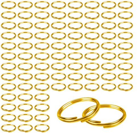 TOAOB 150 st dubbelring i metall, öppen ring, split, hoppring, kontakt, kedjelänkar, 10 mm, guld, för portnycklar, halsband, armband, örhängen, hantverk, smyckestillverkning