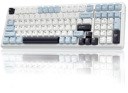 AULA F99 Gaming Tastatur Kabellos,3 Modus 2.4GHz/Type-C/BT5.0 Mechanische Tastatur mit Fünfschichtige Polsterung Struktur,RGB,8000 mAh,QWERTY,Hot-swap Custom Keyboard Mechanical (Gletscherblau)