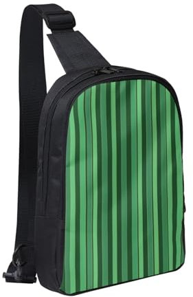 ULKMFFCF Schultertasche für Damen und Herren, klassisch, grün gestreift, wasserdicht, Brusttasche, Umhängetasche, Kuriertasche, Schwarz , One size