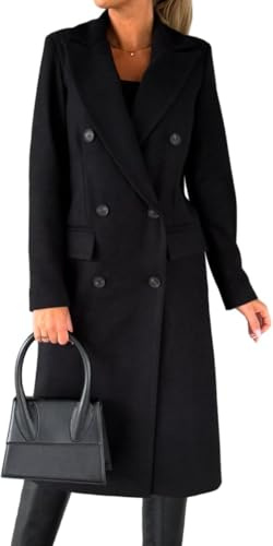 Suncadmious Donna Cappotto Lungo Doppio Petto Trench Cappotto Autunno Inverno Vestiti