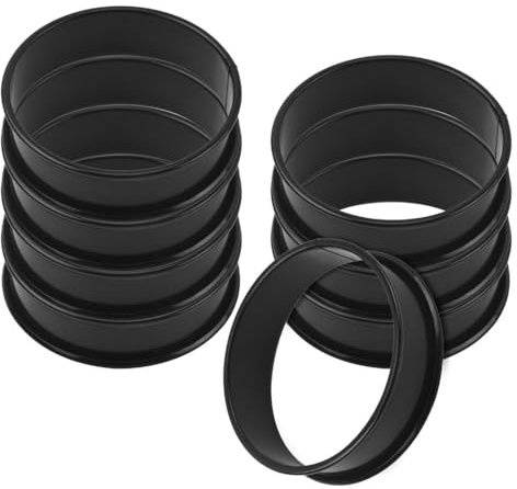 MiOYOOW Anneaux à Gâteau, 8 Pcs Cercle à Tarte Antiadhésif de 8×2,5cm, Acier Inoxydable, Anneaux à Dessert pour Muffins, Crumpets