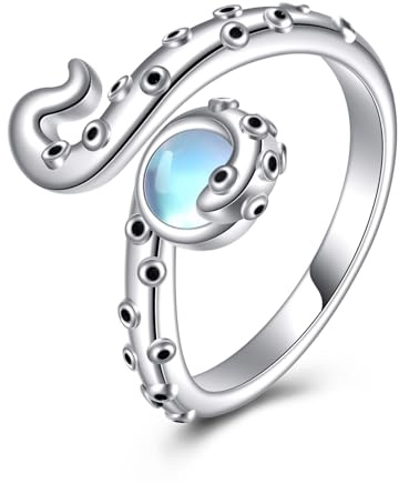VENACOLY Octopus Ring 925 Sterling Silver Octopus Spoon Ring Octopus Jewellery for Women Octopus Lovers