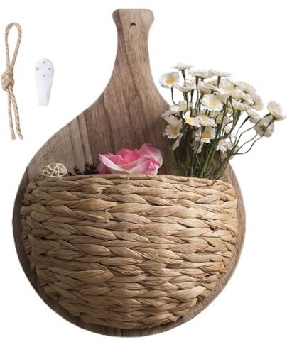 Humdcdy Wandkorb-Dekoration, gewebte Wandkörbe zur Aufbewahrung,Natürlich gewebte Gartenkörbe - Moderner Gartenpflanzer, einzigartiger Blumentopf, Wandaufbewahrungs-Pflanzkorb für Pflanzen, Rasen,