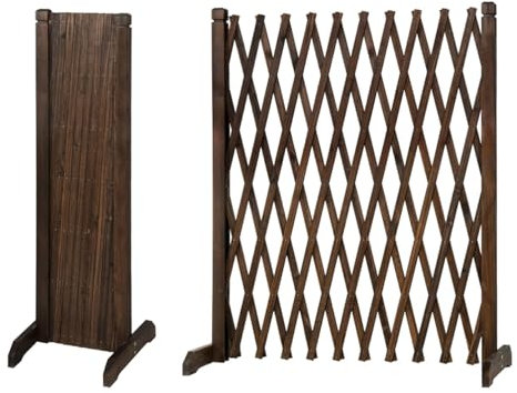 HARVEST HOUSE Lot de 2 Treillis Jardin en Bois Extensible, Clôture Grillage Pliable, Panneaux de Clôture Extensibles en Bois pour Jardin Terrasse Pelouse Clôture de Jardin Autoportante