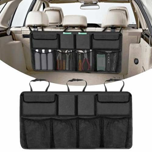 WBWBB Auto Kofferraum Organizer für VW T-Cross T-ROC T-ROC Sport Caravelle Sharan Passat S, Aufbewahrungstasche Kofferraumtasche Wasserdicht Taschen mit Starkes Elastisches Netz