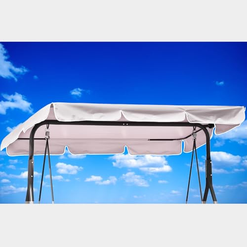 Hollywoodschaukel Dachbezug, Ersatzdach Hollywoodschaukel für 210 x 145cm Gestell, Wasserdicht, Winddicht, Polyestertuch, Anti-UV (Weiß, Flachmaß 250 x 190cm)