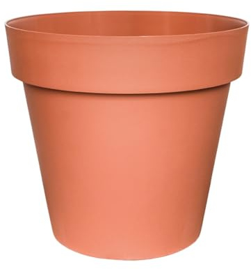 Gardening Naturally Large Traditional Cleo Plant Pot - Recycled Plastic with Built-in Drainage and Wheels, 37cm High (Terracotta)
